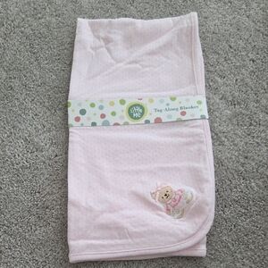 Little Me Light Pink Baby Blanket with Embroidered Bear